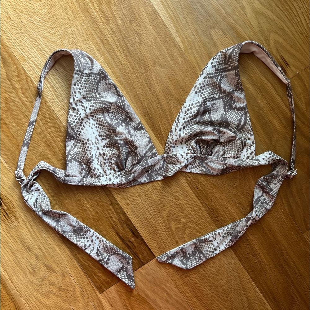 AERIE Snakeskin Print Triangle Bikini Top L